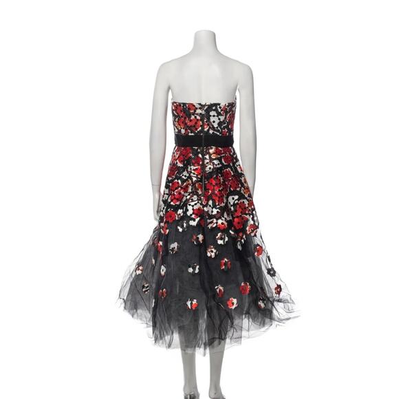 Sachin & Babi Noir Floral Norman Sz 4 Midi Dress Gown Red Bkack Tule Org… - Picture 7 of 16